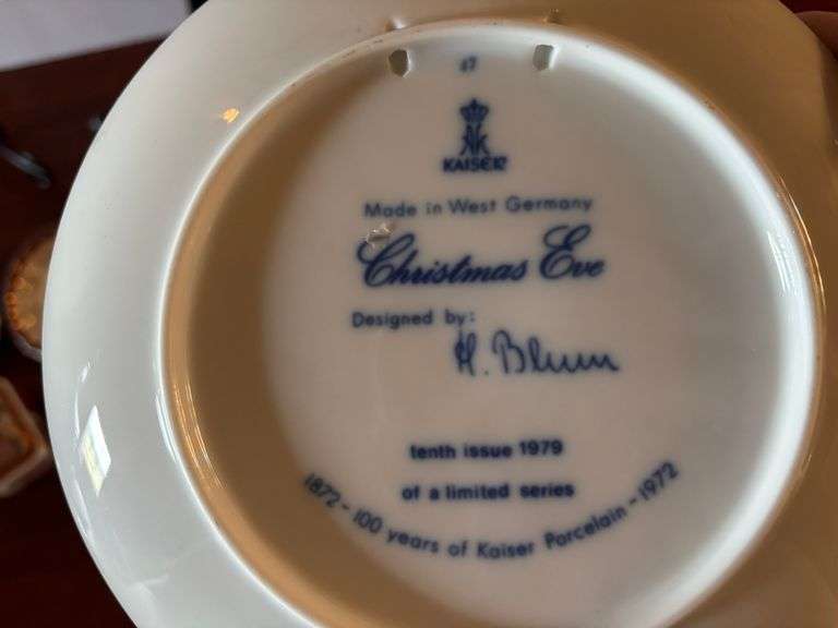 5 pc Blue Dated Christmas Dishes, and 4 pc Trinket Dishes, Stands Not Included (Located in ds Back B