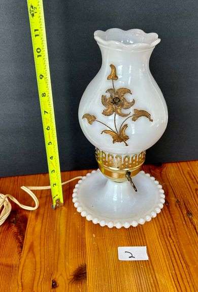 White Milk Glass Lamp (Located in Bedroom to the Left)