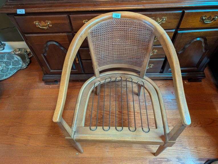 Mid Century barrel back cane chair, 23"x25"x30" tall(located in living room)