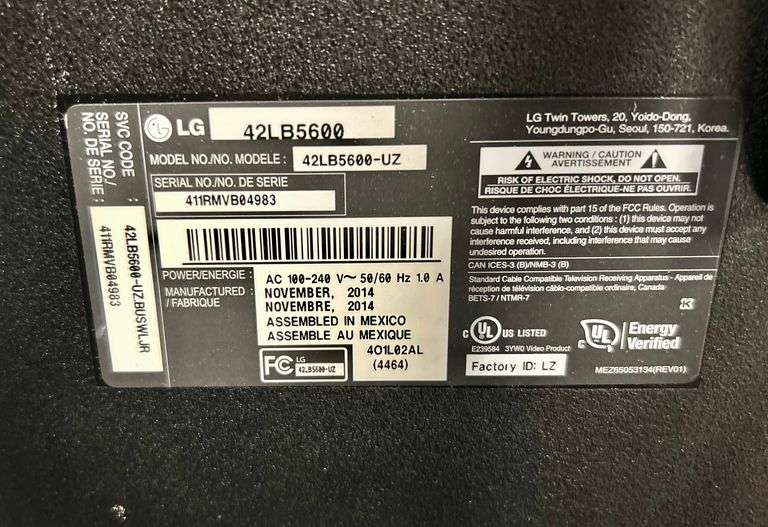42” LG TV with Rolling Cart