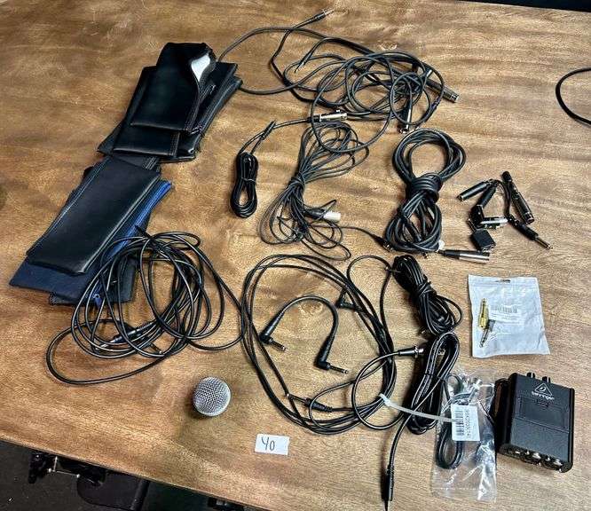 Lot of Audio Cords, Microphone Bags and More