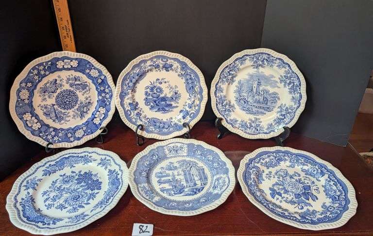6 pc. The Spider Blueroom Collection decorative plates, stands not included(located in dining room)