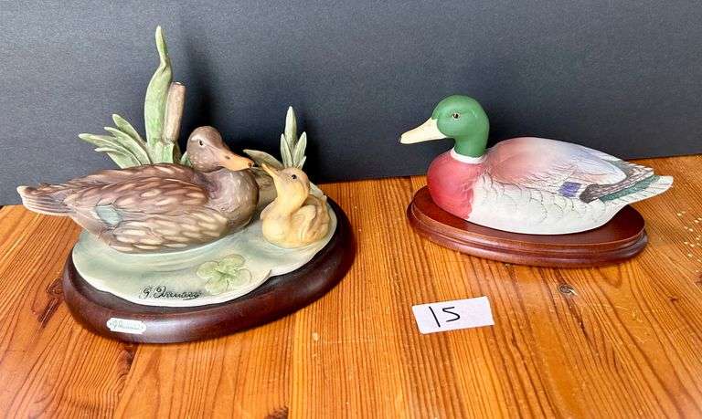 2pc Mallard Duck Andrea by Sadek & Giuseppe Armani "Ducks on a Pond" Porcelain Figurine (Located in 