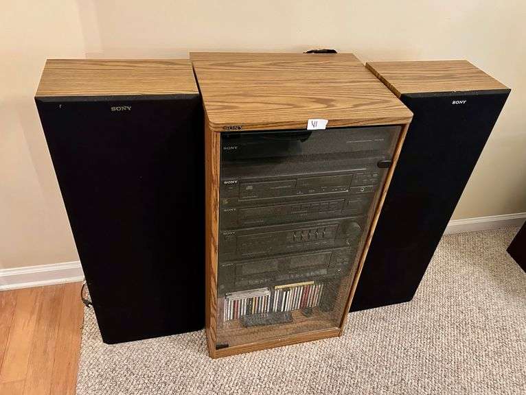 Sony Stereo System 34 1/4” Tall (Top Has Damage) (Located in Living Room)