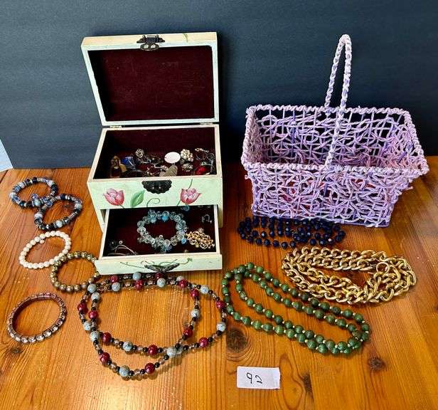 Jewelry Lot of Necklaces, Bracelets, Jewelry Box and More