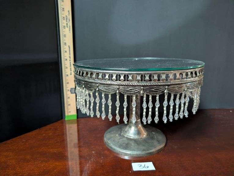 Vintage round mirror cake stand, 30" diameter(located in back bedroom)