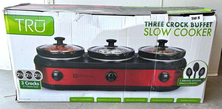 Tru Three Crock Buffet (Spoons Not In Box) (Located Garage)