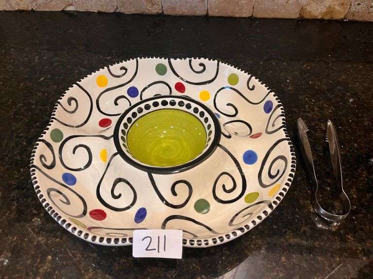 M.Bagwell chips and dip serving bowl and tongs (located in kitchen)