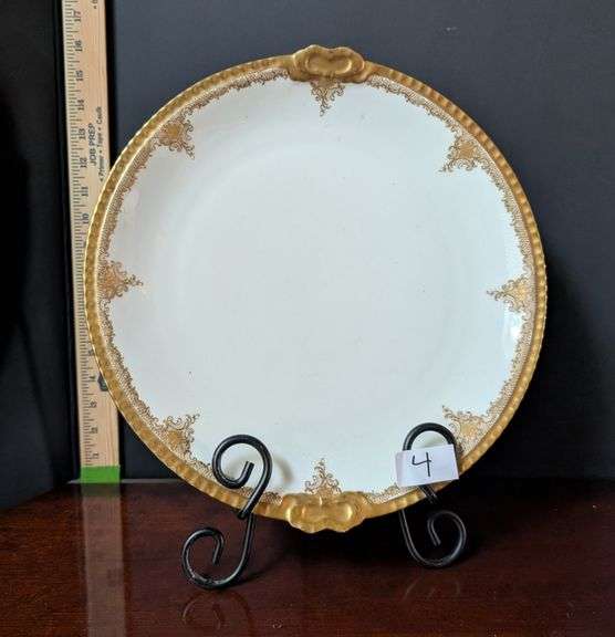Limoges of France gold rimmed platter, stand not included (located in dining room)