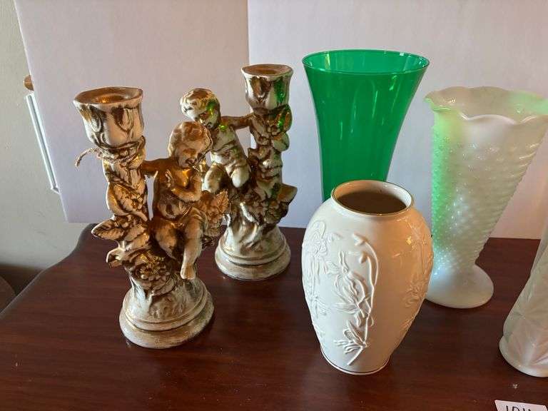 Misc Vases and Candlestick Holders, Heavy Glass Vase (Located in ds back bedroom)