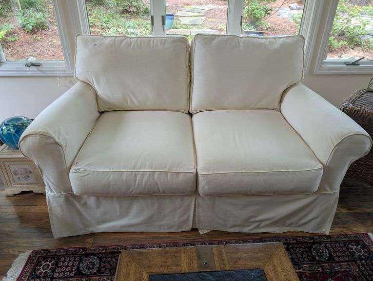 Couch, 63"x 41"x35"tall, some stains(located in sunroom)