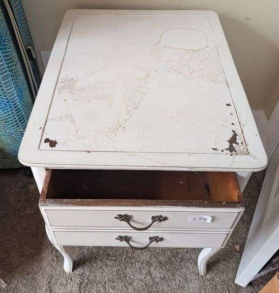 Vintage 1 drawer side table,20" x 28"x24"tall, some damage on top(located in DS front bedroom)