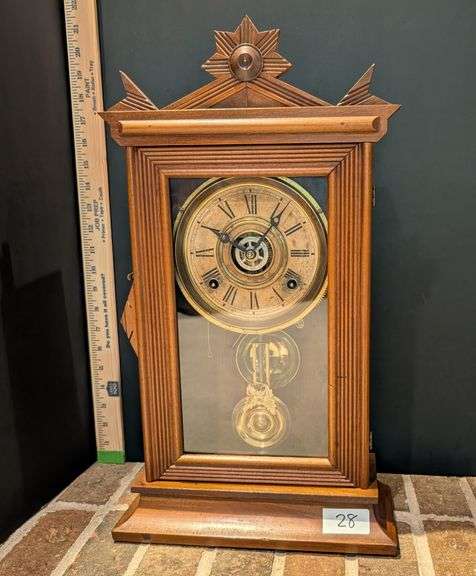 Vintage mantle clock with key(located in family room)