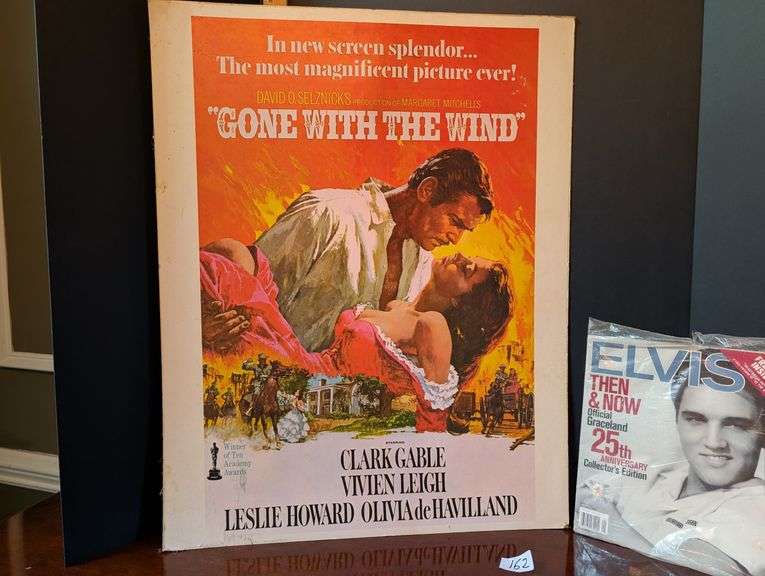 2 pc. Gone with the Wind Movie poster and Elvis magazine(located at front door)