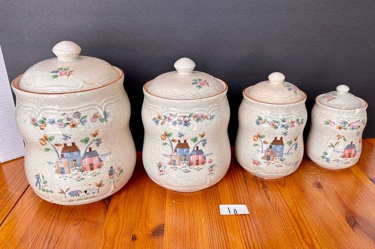 4pc Inter-National Stoneware Made in Thailand Kitchen Canisters (Located in Kitchen)