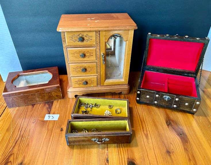 3pc Jewelry Boxes and Misc Jewelry