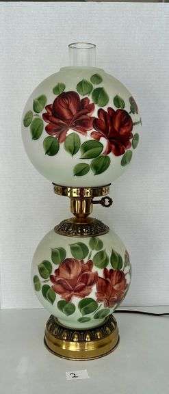 Vintage Globe Glass Lamp 23” Tall (Located in Bedroom to the Left)