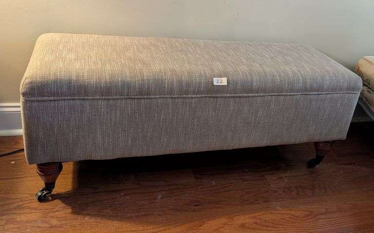 Upholstered storage ottoman, 45"x16"x18"tall(located in living room)