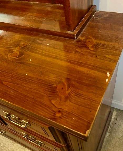 Lenoir House Dresser with Mirror 72.5”x59 3/4” (Located in Master Bedroom)