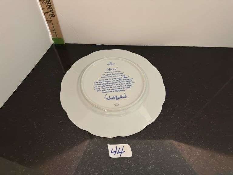 Set of 4 Haviland Limoges porcelain plates, Theater of Seasons (located in dining room) boxes & pape