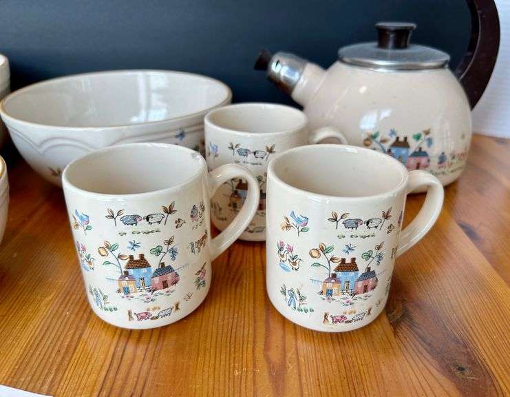 7pc Stoneware Mixing Bowls, Cups and More (Located in Kitchen)