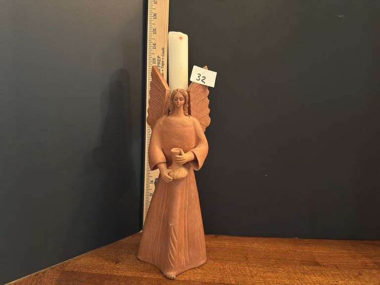 Vintage Guatemala folk art angel candle holder
