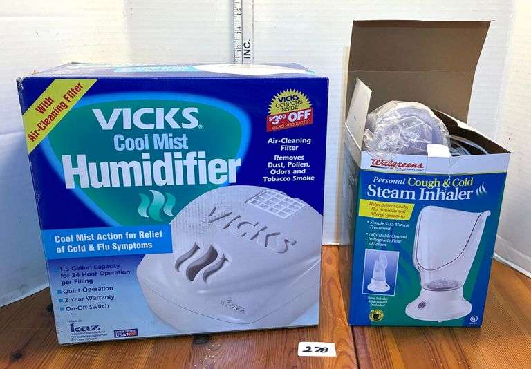 2 pc Vicks Cool Mist Humidifier and Steam Inhaler (Located Laundry Room)