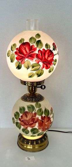 Vintage Globe Glass Lamp 23” Tall (Located in Bedroom to the Left)