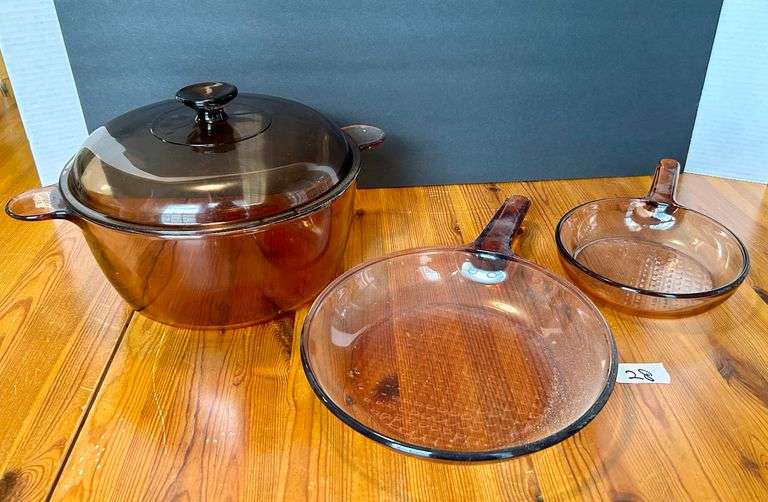 3pc Vision Glass Cooking Pans and Pot (Located in Kitchen)