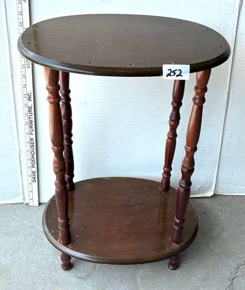 2 Tier Side Table (Has Scratches and Holes Drilled in Top) (Located Garage)