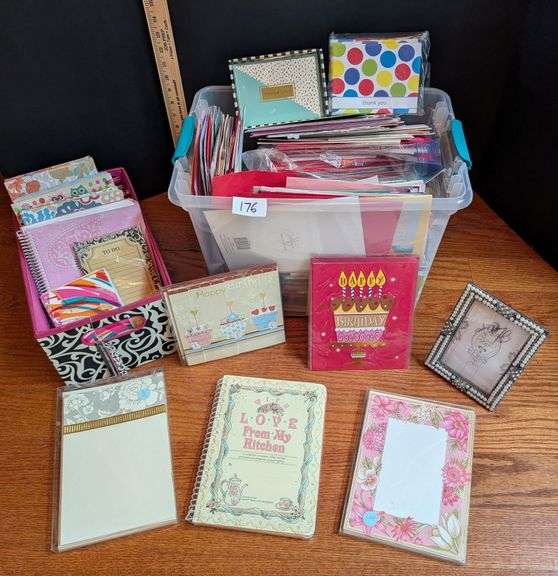 Large lot of cards, notepaper, picture frame and more(located in DS front bedroom)