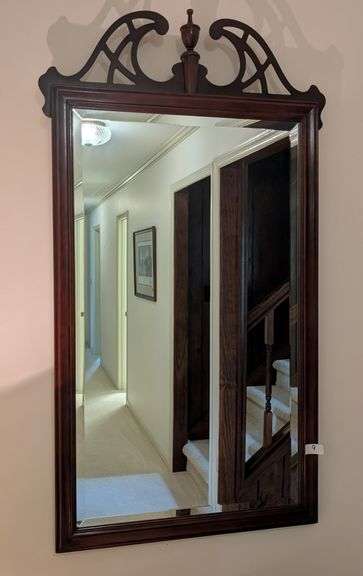 Vintage Mahogany framed mirror 24.5" x 45"tall(located in downstairs hallway)