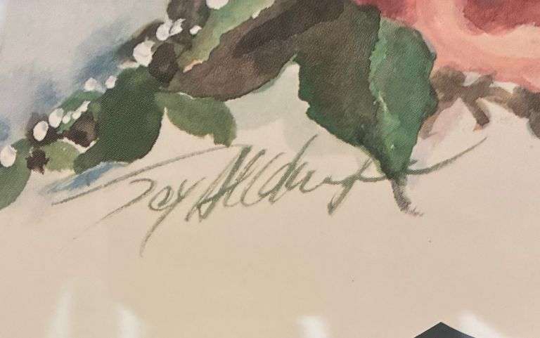 2 pc Framed Art, One Signed (Located Left Bedroom)