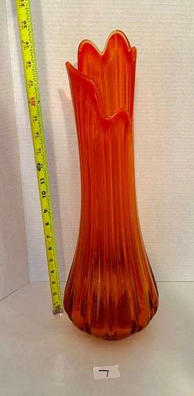 Large Slag Glass Orange Vase (Located Near Dining Room)