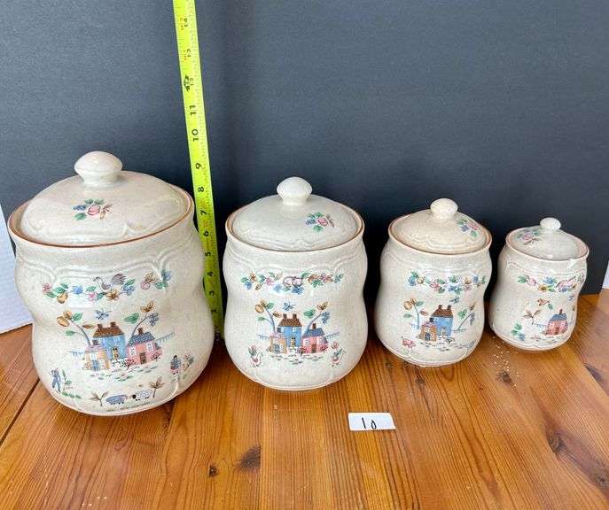 4pc Inter-National Stoneware Made in Thailand Kitchen Canisters (Located in Kitchen)