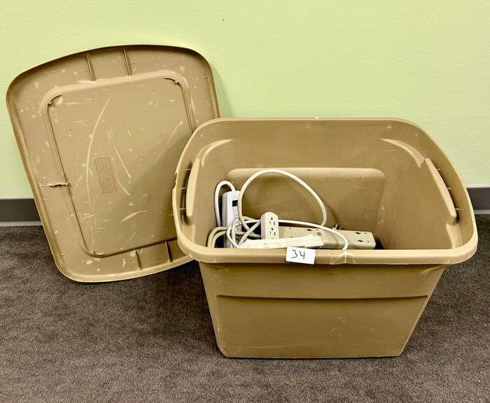 Plastic Bin of Power Strips