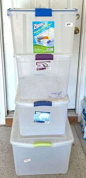 4 pc Totes with Lids (Located Garage)