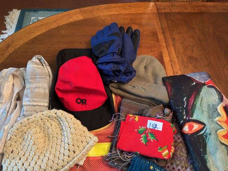 Scarves and hats  (located in dining room)