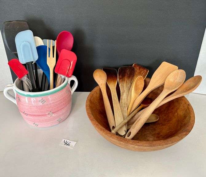 Lot of Kitchen Utensils and Wooden Bowl and More (Located in Kitchen)