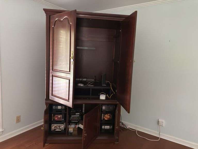 TV armoire, 48"x27.5"x82" tall (located in light blue bedroom)