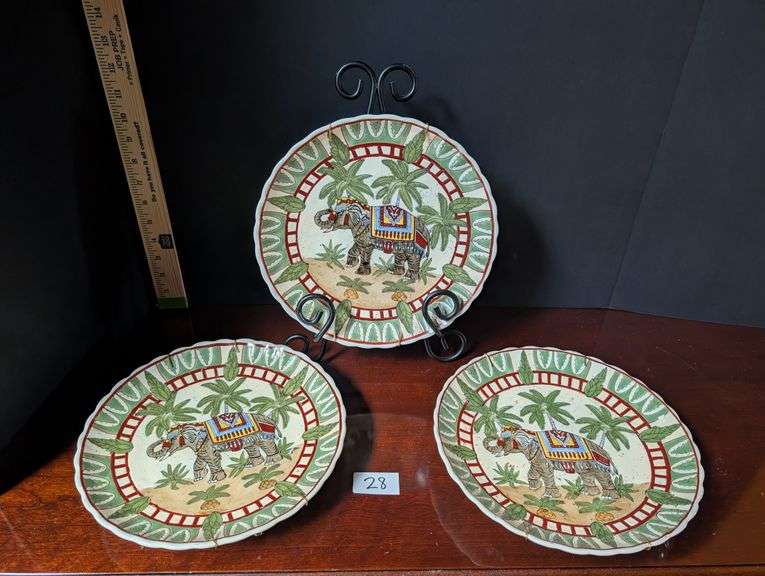 3 pc. Decorative Asian plates, stand not included(located in dining room)