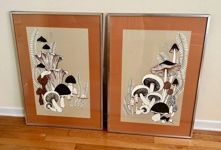 2pc Mushroom Signed Wall Art 30 3/4”x21.5” (Located in Living Room)