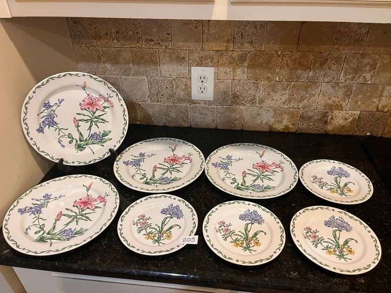 8pc Inter-national “Terrace Blossoms” dishes (stand not included) (located in kitchen)