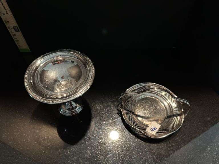 2pc Sterling silver compote candy dish and sterling silver handled nut or candy dish (located in din