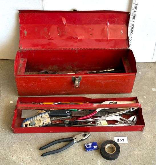 Metal Toolbox with Contents (Box Has Dents (Located Garage)