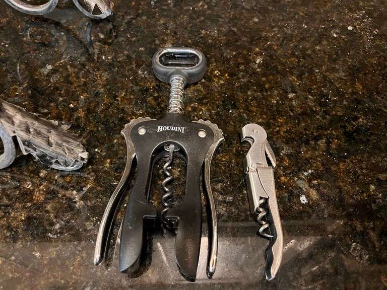 3 bottle wine rack and wine accessories (located in kitchen)