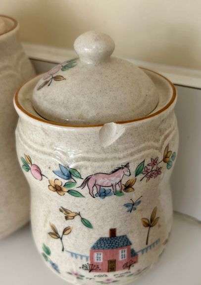 4pc Inter-National Stoneware Made in Thailand Kitchen Canisters (Located in Kitchen)