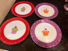 Birthday party cake stands (10” and 8”) and 8 pc serving dishes (located in kitchen)
