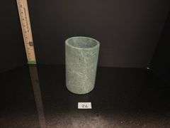 2pc Vintage silver plate wine coaster and marble wine cooler (located in dining room)