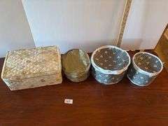 White and Gold Dish Set with Protective Packing Cases. Not a full set. (located in ds back room)